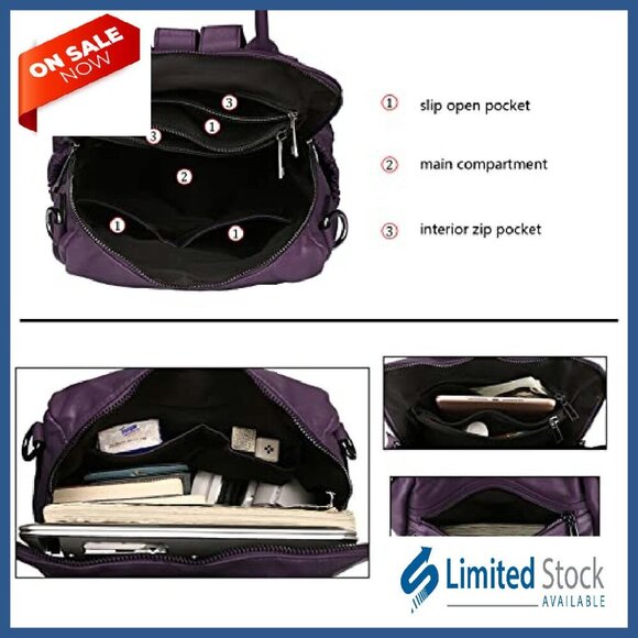 Vegan Leather Convertible Backpack Purse with Tassel, Laptop & Travel Ready main image 8
